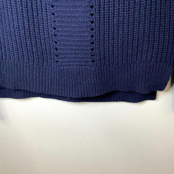 J.Crew Wool Blend Crewneck Sweater Sz XXS Navy Pointelle‎ Cable knit Style E6733 - Picture 6 of 11